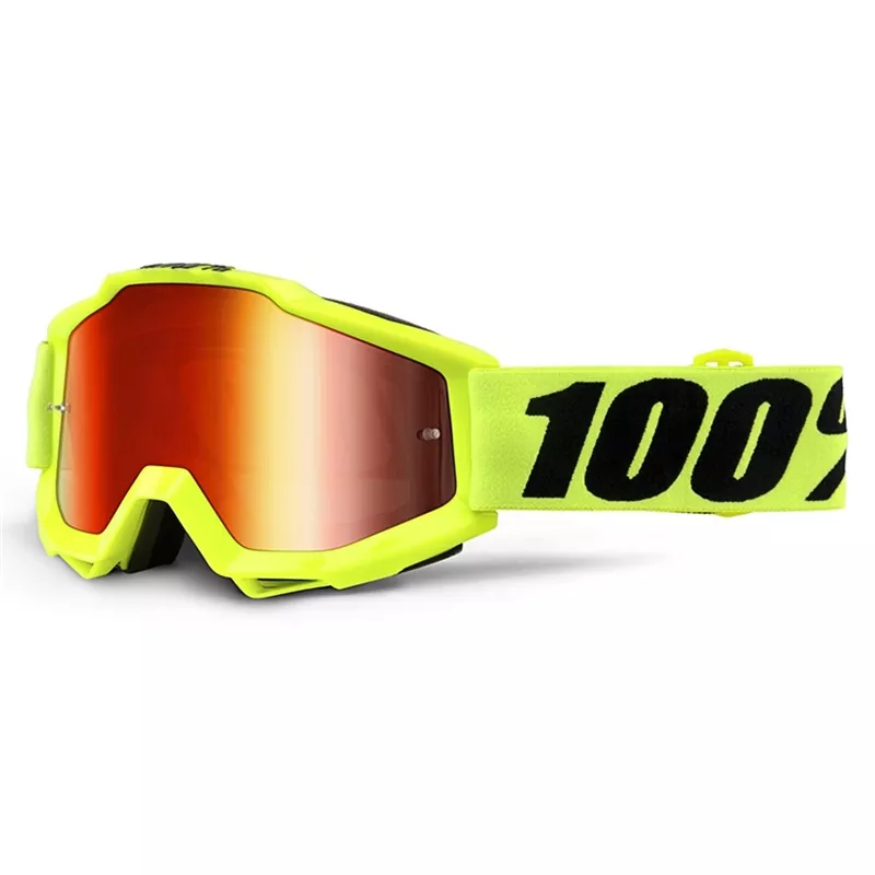 100% Accuri Goggle Fluo Yellow Red Mirror Lens